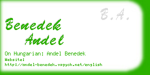 benedek andel business card